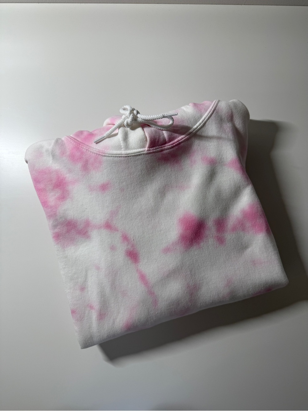 Tie-Dye Pink & White Hoodie Sweatshirt